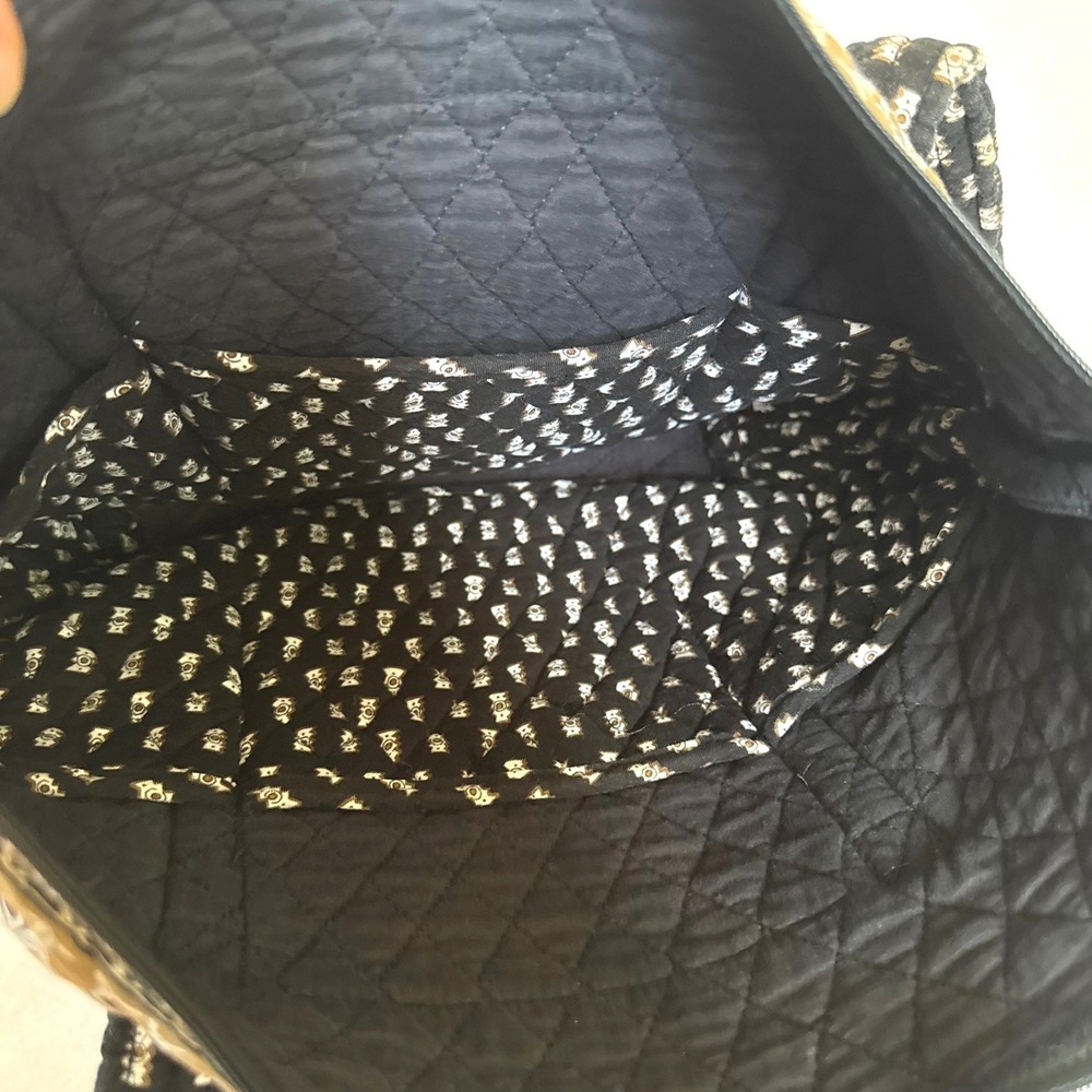 Vera Bradley Safari Sunset Quilted Cotton Zebra Print Tote Shoulder Bag Black - Picture 4 of 6
